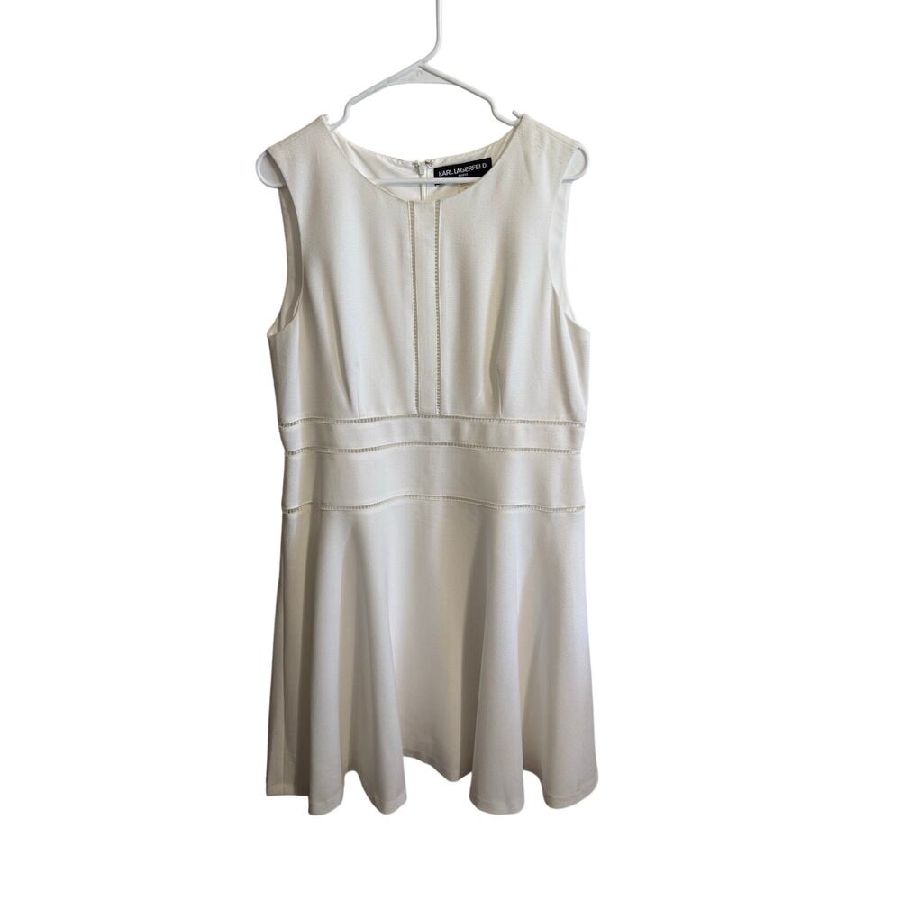 KARL LAGERFELD SLEEVELESS WHITE CUTOUT FIT AND FLARE DRESS PLUS SIZE 14